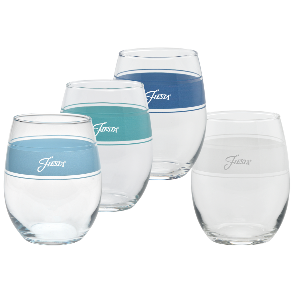 15 oz. Fiesta® Frame Stemless Wine Coastal Blues Set of 4 Fiesta