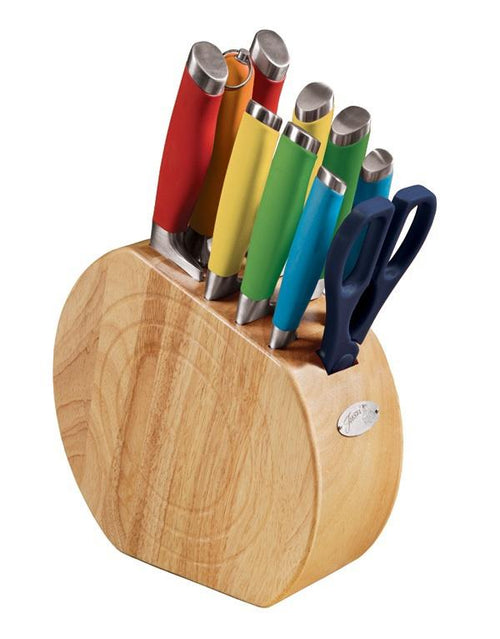 Multi color cutlery set with knife block
