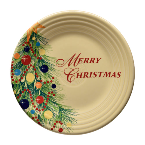Ivory plate with Christmas tree and Merry Christmas text 