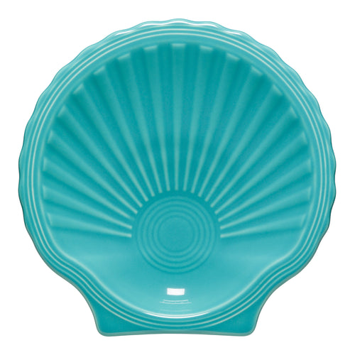 turquoise blue fiesta shell plate made in the USA