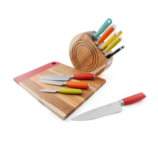Fiesta® 11 Piece Cutlery Block Set on a cutting board