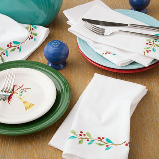 Holly Sprig Holiday Border Napkin Set of 4