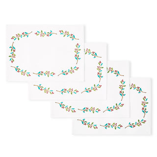 Holly Sprig Holiday Border Placemat Set of 4