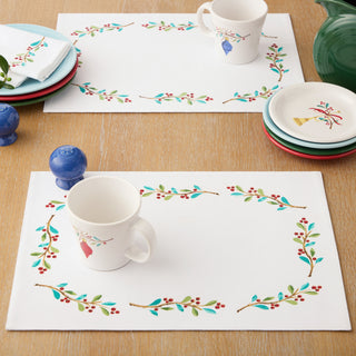 Holly Sprig Holiday Border Placemat Set of 4