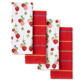 Fiesta Falling Strawberries Kitchen Towel 4-Pack Set