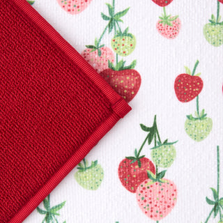 Fiesta Falling Strawberries Kitchen Towel and Dish Drying Mat Set