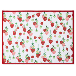 Fiesta Falling Strawberries Kitchen Towel and Dish Drying Mat Set