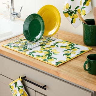 Fiesta Lemon Vine Kitchen Towel and Dish Drying Mat Set