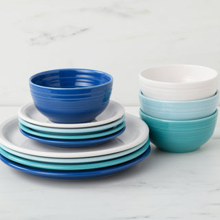 Coastal Blues Bistro Coupe 12-Piece Dinnerware Set, Service for 4