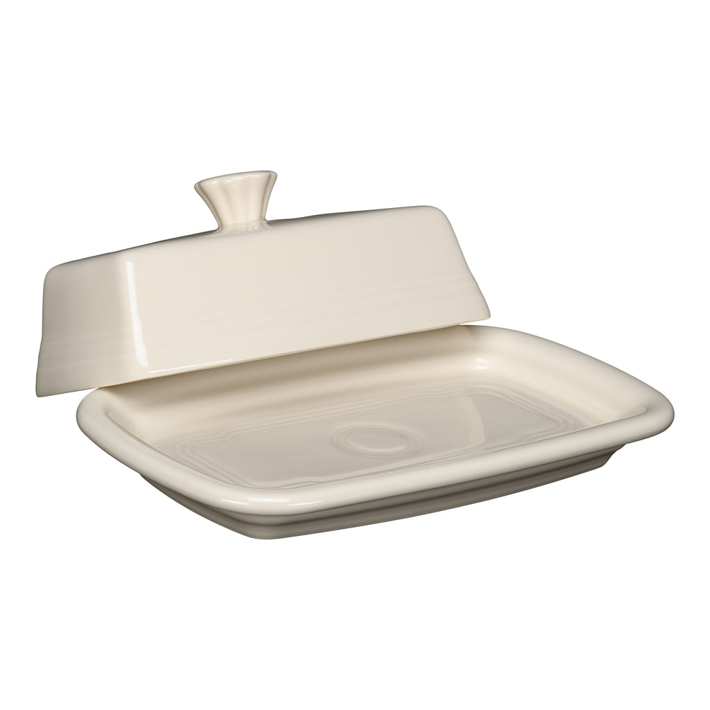 Linen Extra Large Covered Butter Dish 8 1/8 Inch x 5 1/8 Inch
