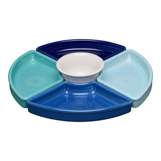 5-Piece Coastal Blues Mixed Colors Entertaining Set 8 1/5 Inch