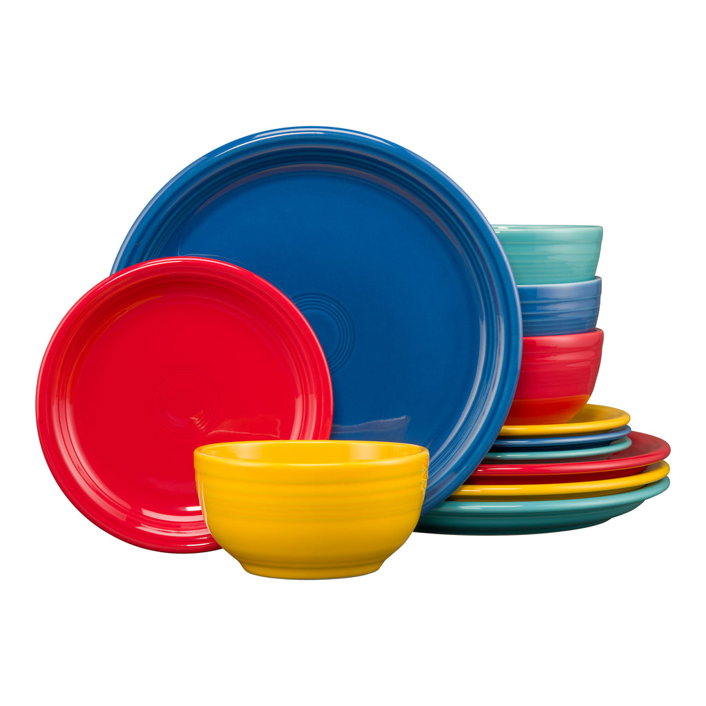 Vibrant Bistro Coupe 12-Piece Dinnerware Set, Service for 4