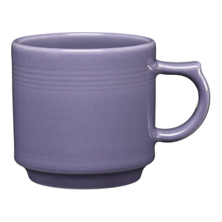 The Lavender Fiesta 16 OZ Stackable Mug by Fiesta (FTC) features a handle and is perfect for enhancing your coffee bar setup.