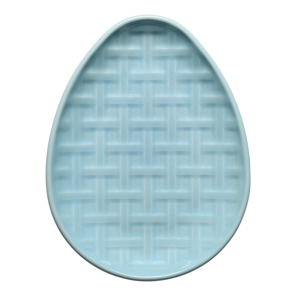 New Retired Embossed Egg Shaped Plate 10 Inch