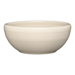 The Fiesta 3 3/4 Inch Mini Bowl 5 OZ by Fiesta is a round, linen-colored ceramic bowl with smooth sides and a slightly thick rim, photographed on a white background—ideal for snacks or sauces.