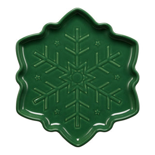 The Fiesta 🎁 Snowflake Shaped Plate, 9-inch in Jade, features a raised snowflake and star pattern. Get it free on BOGOS.io—perfect for gifting or as part of a BOGO Bundle!.