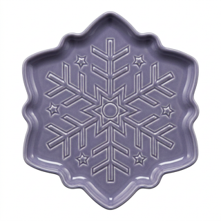 Lavender Fiesta Snowflake Shaped Plate 9 Inch, a ceramic snowflake-shaped plate with embossed star details.