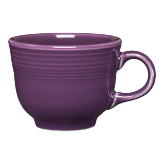 The Fiesta (FTC) Retired Classic 7 3/4 OZ Tea Cup in Mulberry features a handle and is crafted from durable vitrified china.