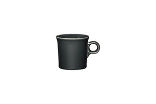 A compact, slate-colored Fiesta Retired Classic Ring Handle 10 1/4 OZ Mug made of ceramic with a matte finish and round handle, featuring a rich glaze and set against a plain white background.