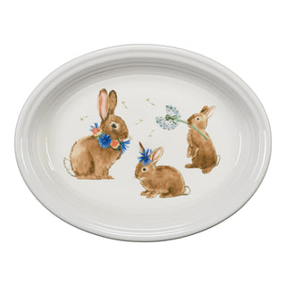 Fiesta Breezy Floral Easter 13 5/8 Inch Large Oval Serving Platter Bunny & Babies