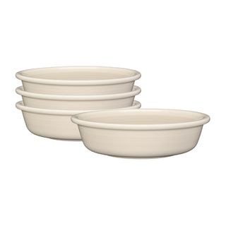 The Fiesta (FTC) Linen Set of 4 Classic Rim 6 7/8 Inch Cereal Bowls (19 OZ) features cream-colored, stackable ceramic bowls that are both stylish and practical.