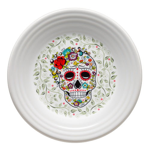 White plate with Sugar Skull and Vine Skull