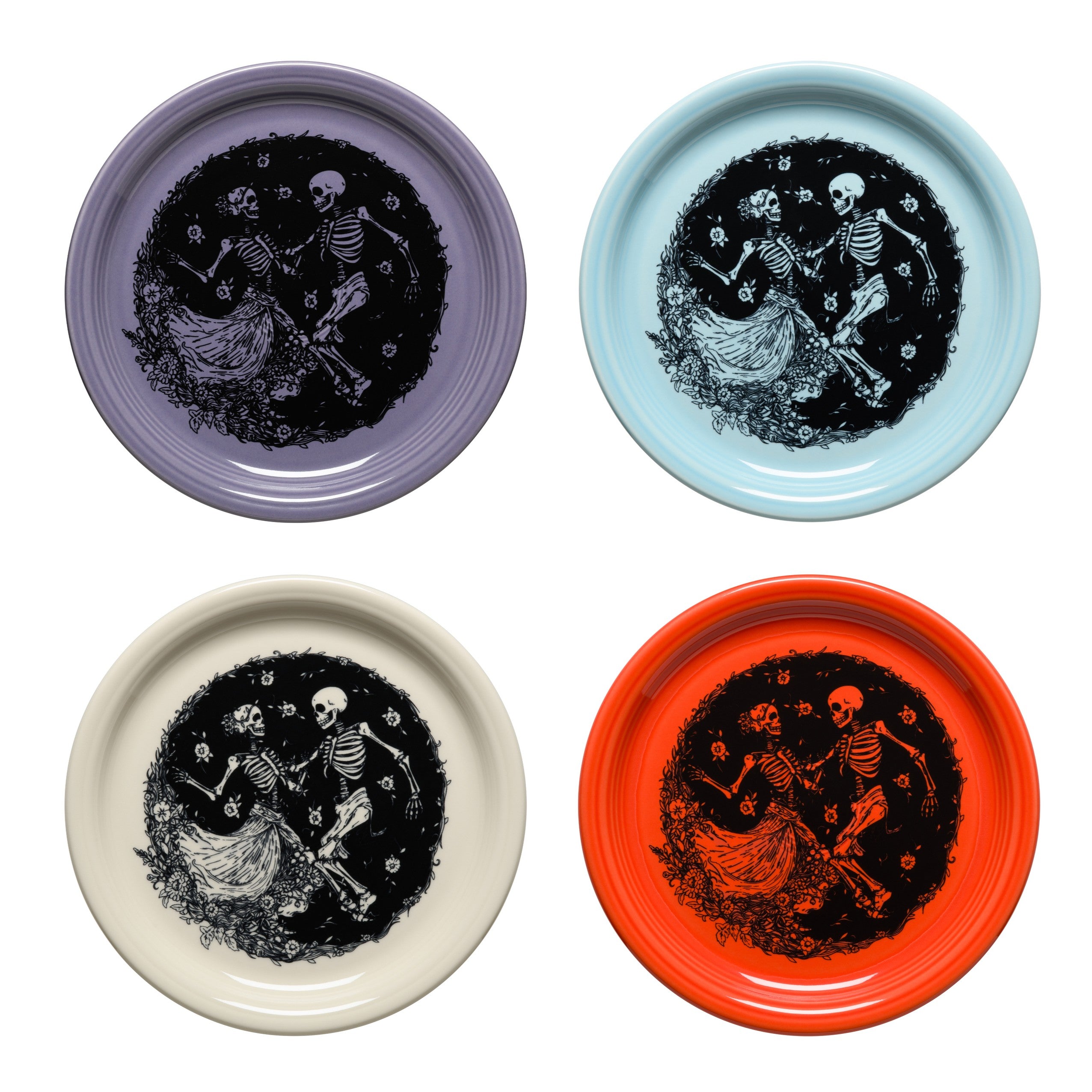 Skeleton Duet Mixed Colors Set of 4 Bistro Coupe 9 Inch Luncheon