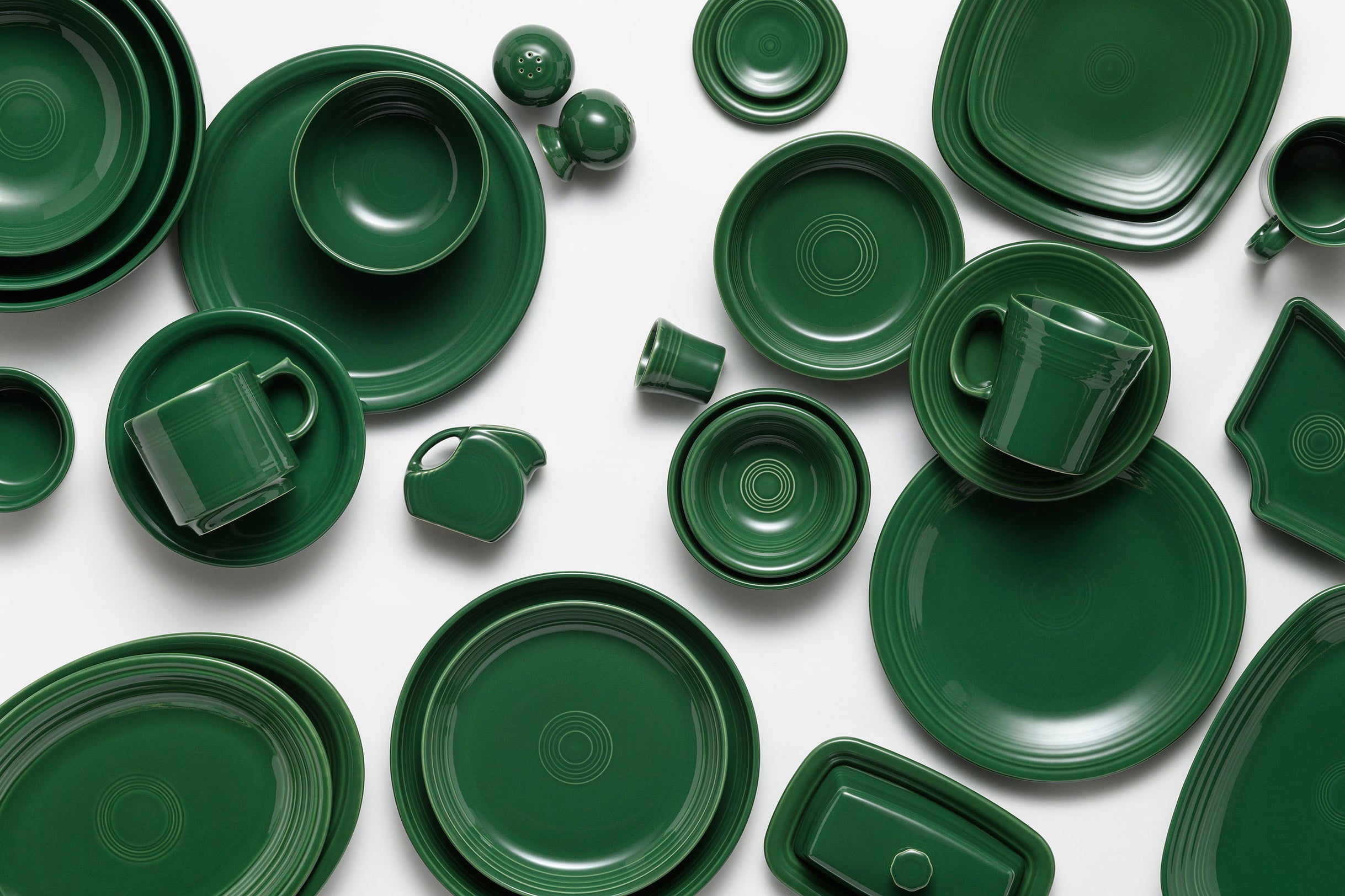 Jade Flat Lay of all Fiestaware products