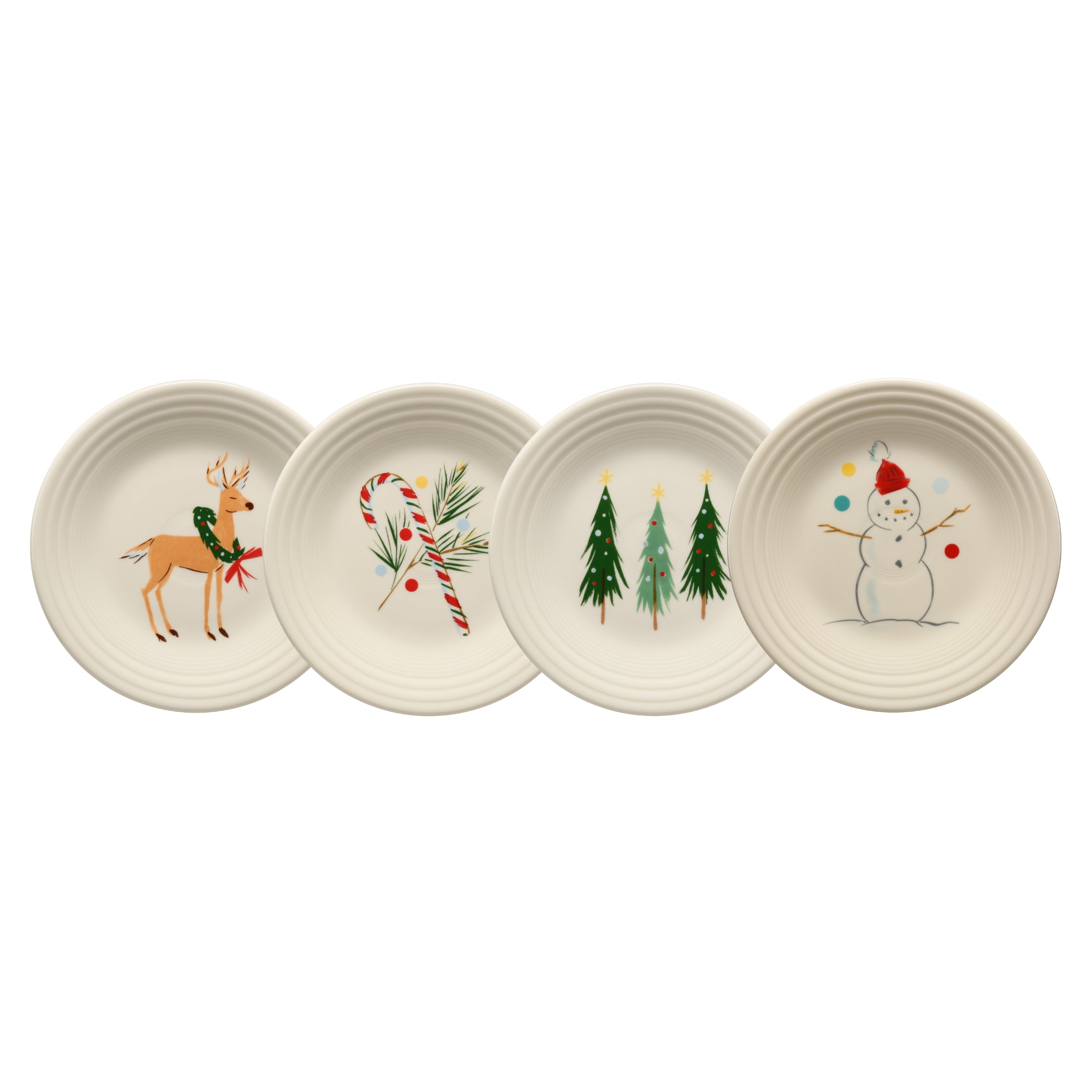 Jolly Christmas Classic Rim 9 Inch Luncheon Plate, Set of 4