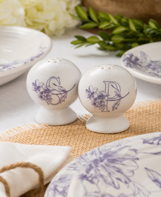 Botanical Floral Lavender 2 5/8 Inch Salt and Pepper Shaker Set Botanical Floral Lavender 2 5/8 Inch Salt and Pepper Shaker Set