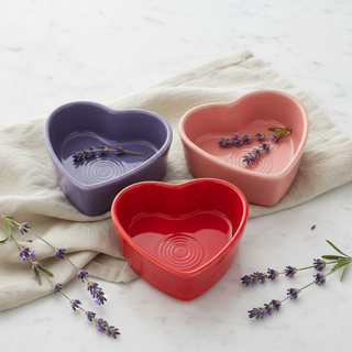 Lavender, Scarlet & Peony Heart Ramekins - Store Images