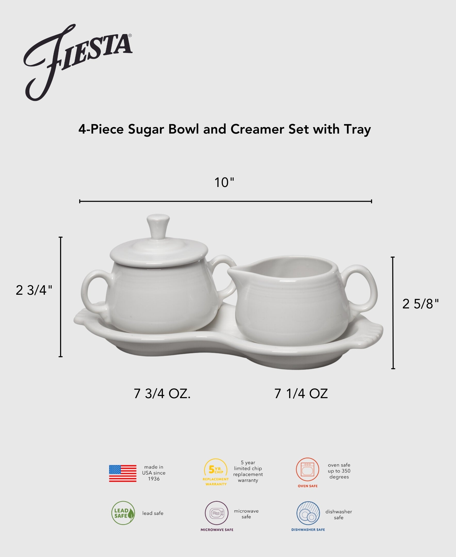 Fiesta Cream and Sugar factory 4 piece set. Retired Juniper