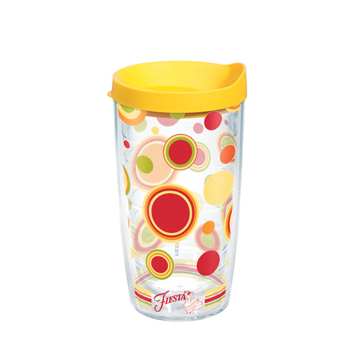 Fiesta® Dots Sunny 16 oz Tumbler with Yellow Lid, Tervis Tumbler - Fiesta Factory Direct by Homer Laughlin China.  Dinnerware proudly made in the USA.  