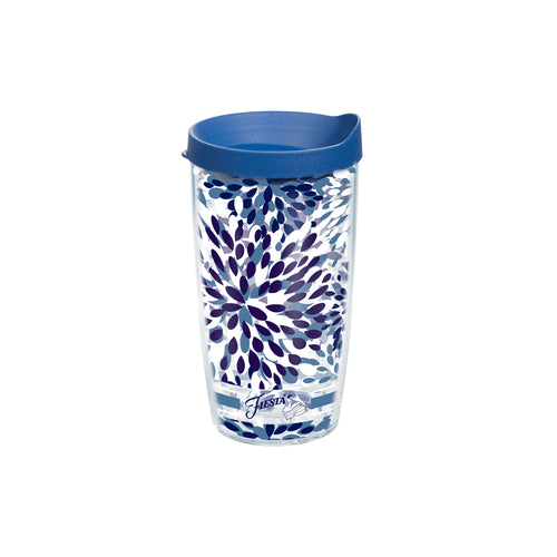 Fiesta® Calypso Lapis 16 oz Tumbler with Blue Lid, Tervis Tumbler - Fiesta Factory Direct by Homer Laughlin China.  Dinnerware proudly made in the USA.  