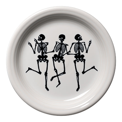 Trio of Skeletons Appetizer Plate, fiestaÂ® halloween - Fiesta Factory Direct by Homer Laughlin China.  Dinnerware proudly made in the USA.  