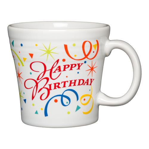 Happy Birthday Tapered Mug, fiestaÂ® Celebrate - Fiesta Factory Direct by Homer Laughlin China.  Dinnerware proudly made in the USA.  