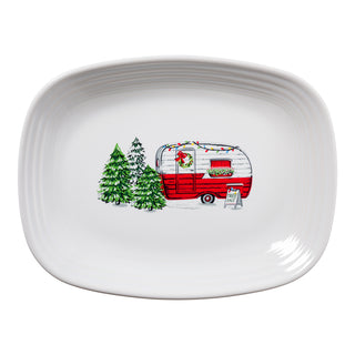 Holiday Trailer with Tree 12 Inch Large Rectangular Platter