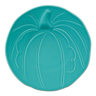 turquoise blue Fiesta pumpkin shaped embossed plate made in the usa