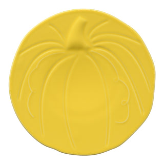 sunflower yellow Fiesta pumpkin shaped embossed plate made in the usa