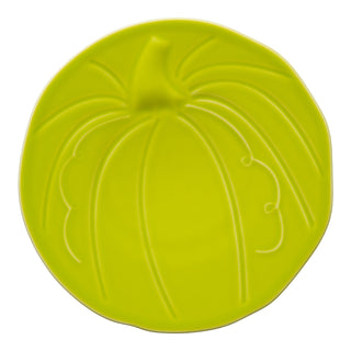 lemongrass green Fiesta pumpkin shaped embossed plate made in the usa