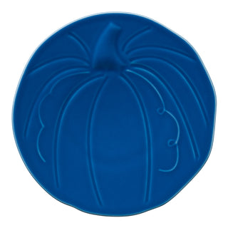 lapis blue  Fiesta pumpkin shaped embossed plate made in the usa