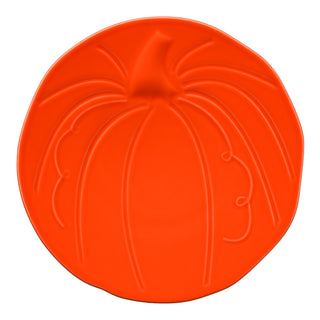 poppy orange Fiesta pumpkin shaped embossed plate made in the usa