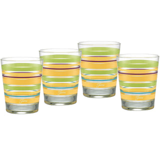 15 oz. Fiesta® Caribbean Sunset Stripes Tapered Double Old Fashion – Set of 4, Glassware - Fiesta Factory Direct by Homer Laughlin China.  Dinnerware proudly made in the USA.  