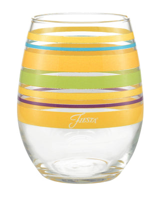15 oz. Fiesta® Caribbean Sunset Stripes Stemless Wine – Set of 4, Glassware - Fiesta Factory Direct by Homer Laughlin China.  Dinnerware proudly made in the USA.  
