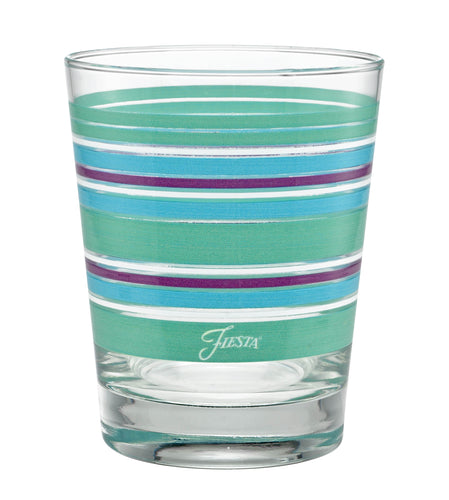 15 oz. Fiesta® Farmhouse Chic Stripes Tapered Double Old Fashion – Set of 4, Glassware - Fiesta Factory Direct by Homer Laughlin China.  Dinnerware proudly made in the USA.  