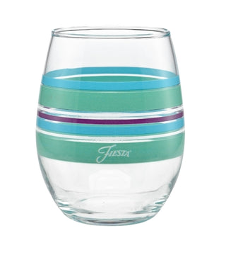 15 oz. Fiesta® Farmhouse Chic Stripes Stemless Wine – Set of 4, Glassware - Fiesta Factory Direct by Homer Laughlin China.  Dinnerware proudly made in the USA.  