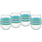 15 oz. Fiesta® Farmhouse Chic Stripes Stemless Wine – Set of 4, Glassware - Fiesta Factory Direct by Homer Laughlin China.  Dinnerware proudly made in the USA.  