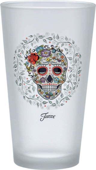 16 oz. Fiesta® SKULL AND VINE Sugar Frosted Cooler Set of 4, Glassware - Fiesta Factory Direct by Homer Laughlin China.  Dinnerware proudly made in the USA.  