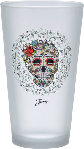 16 oz. Fiesta® SKULL AND VINE Sugar Frosted Cooler Set of 4, Glassware - Fiesta Factory Direct by Homer Laughlin China.  Dinnerware proudly made in the USA.  