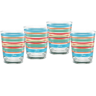 15 oz. Fiesta® Rainbow Radiance Stripes Tapered Double Old Fashion – Set of 4, Glassware - Fiesta Factory Direct by Homer Laughlin China.  Dinnerware proudly made in the USA.  